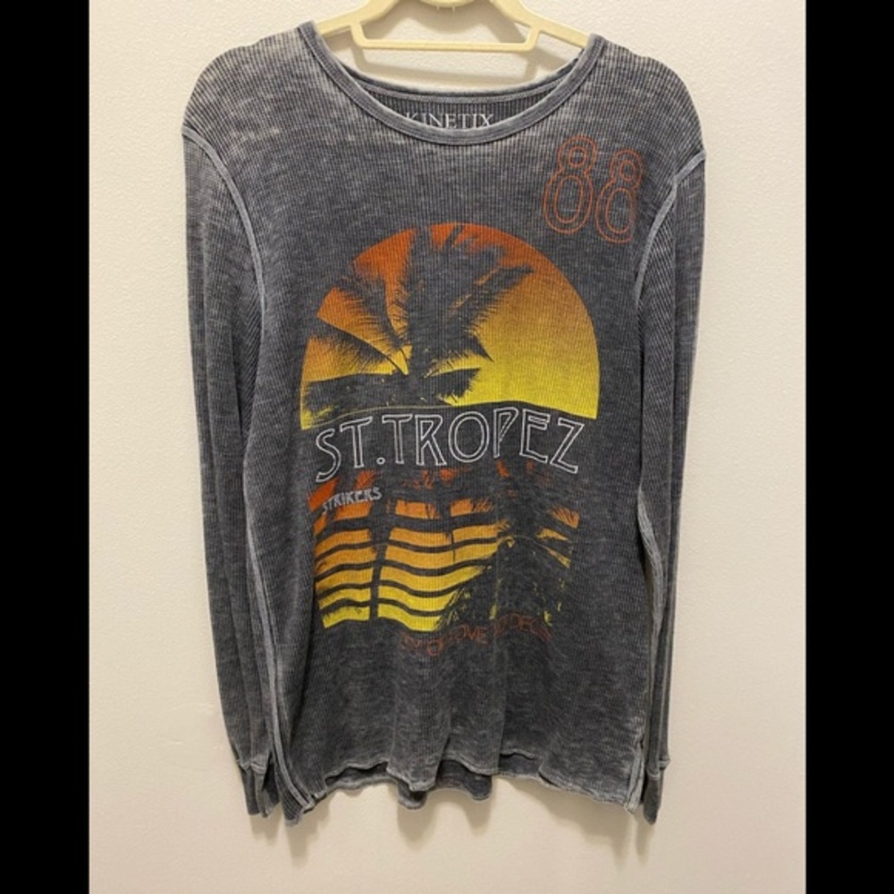 kinetix men’s long sleeve tee base color gray xl